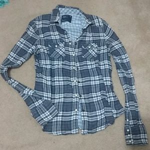 AE navy blue plaid shirt